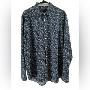 Report collection Blue floral long sleeve performance slim fit button down shirt